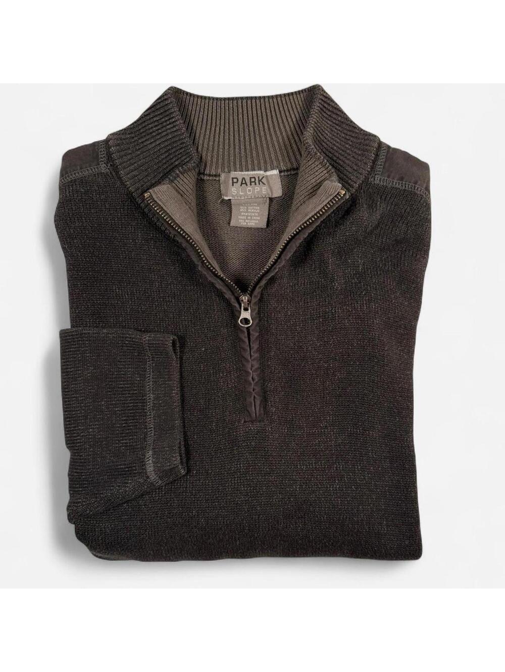 Park Slope Half Zip Sweater Men’s XXL Cotton Blend w Shoulder Patches